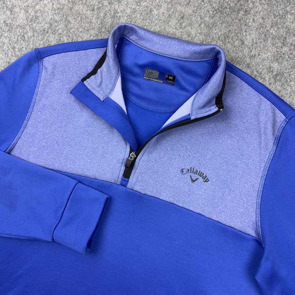 Callaway Golf Pullover Mens Medium Purple Colorblock 1/4 Zip Fleece Lined Jacket